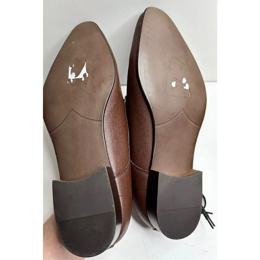 BP‎ Dress Shoes Mens Size 8.5 Brown Leather Derby Textured Plain Toe Shoes